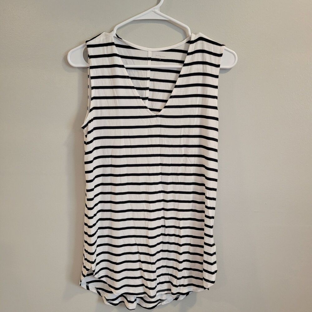 Daily Ritual Black and White Striped Tank Top V Neck Size medium
